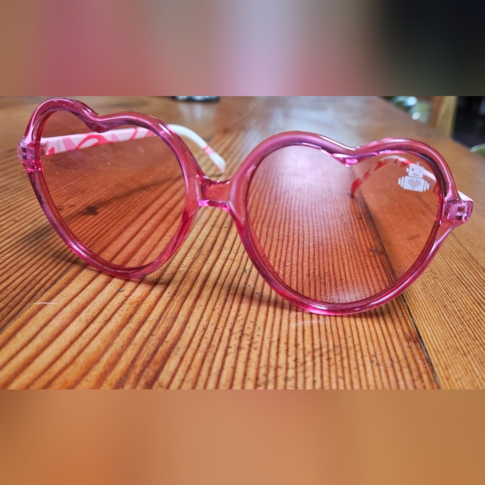 Burning Man Robot-Heart Shaped Pink Sunglasses